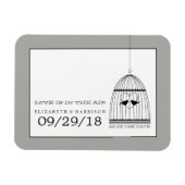 ヴィンテージハートバードケージ結婚式の日付を保存 マグネット (横)