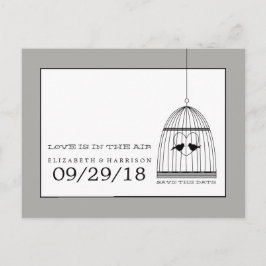 ヴィンテージハートバードケージ結婚式の日付を保存 案内ポストカード
