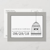 ヴィンテージハートバードケージ結婚式の日付を保存 案内ポストカード (正面/裏面)