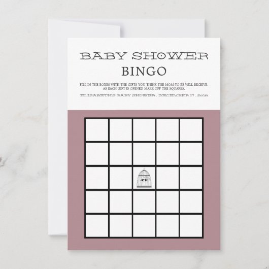 ヴィンテージハートバードケージ赤ちゃんシャワービンゴ 招待状 (正面)