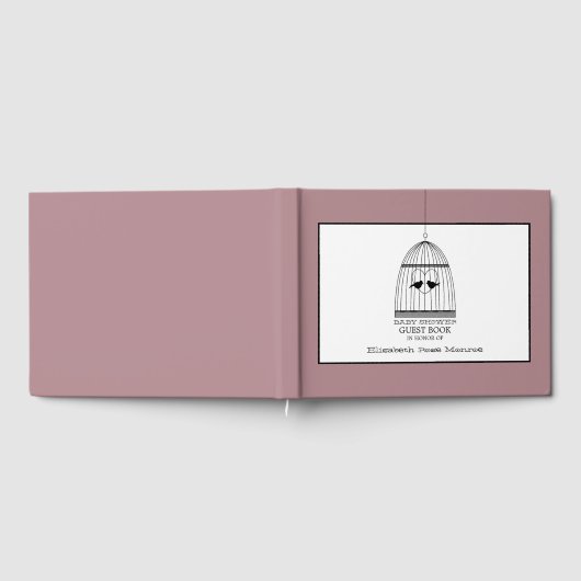 ヴィンテージハートバードケージ赤ちゃんシャワー ゲストブック (全面)