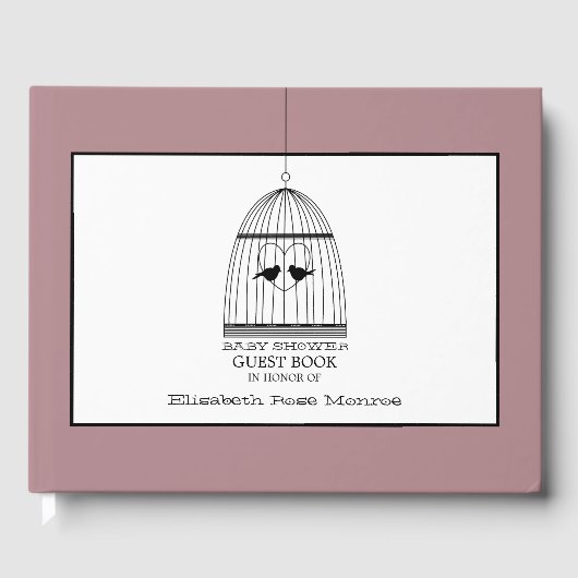 ヴィンテージハートバードケージ赤ちゃんシャワー ゲストブック (正面)