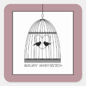 ヴィンテージハートバードケージ赤ちゃんシャワー スクエアシール (正面)