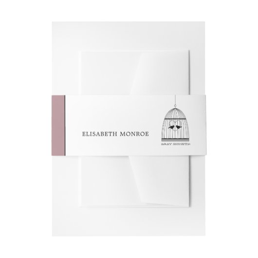 ヴィンテージハートバードケージ赤ちゃんシャワー 招待状ベリーバンド (正面例)