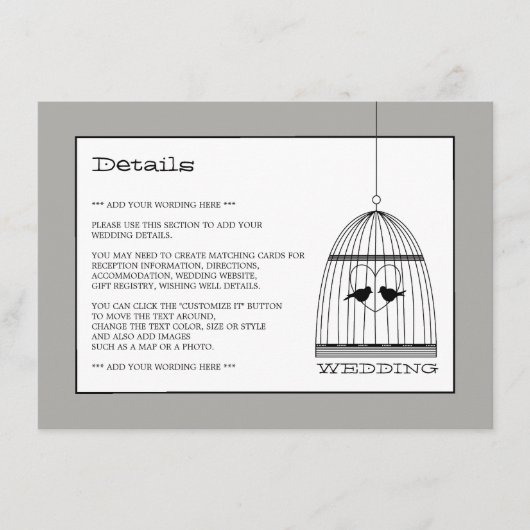 ヴィンテージハートバードケ結婚ージ詳細 エンクロージャーカード (正面)