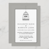 ヴィンテージハートバードケ結婚ージ 招待状 (正面/裏面)