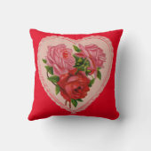 ヴィンテージハートピンクレッドローゼバレンタイン クッション (裏面)