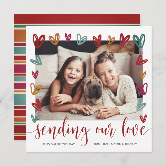 ヴィンテージハートフレームバレンタインデーの写真 シーズンカード (正面/裏面)