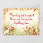 ヴィンテージハートフレーム愛引用文バニー及びフローラ シーズンポストカード (正面)