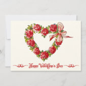 ヴィンテージハートフローラリースハッピーバレンタインデー シーズンカード (正面)