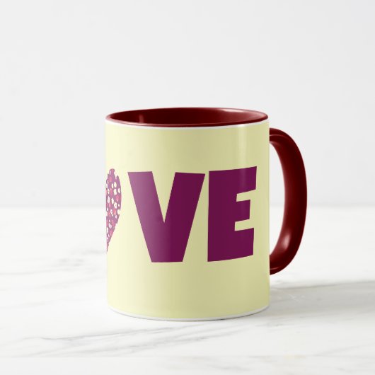 ヴィンテージハートマゼンタマグLove Cup マグカップ (正面右)