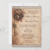 ヴィンテージハートロックおよび鍵婚約パーティ 招待状 (裏面)