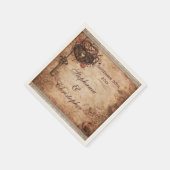 ヴィンテージハートロックと鍵パーソナライズされた結婚ズ スタンダードカクテルナプキン (角)