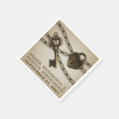 ヴィンテージハートロックスケルトン結婚鍵のナプキン スタンダードカクテルナプキン (角)