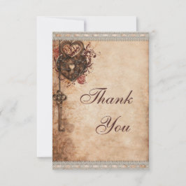 ヴィンテージハートロック&鍵結婚ズサンキュー サンキューカード