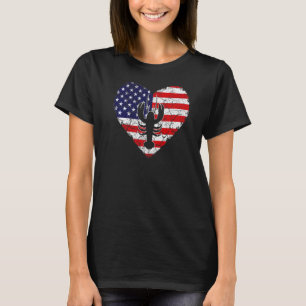 ヴィンテージハートロブスター動物レトロアメリカンフラ Tシャツ