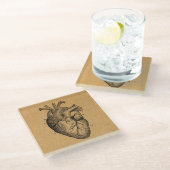 ヴィンテージハート図イラストレーションヴィンテージアート ガラスコースター (アングル)