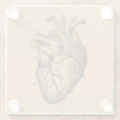 ヴィンテージハート図イラストレーションヴィンテージアート ガラスコースター (裏面)