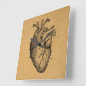 ヴィンテージハート図イラストレーションヴィンテージアート スクエア壁時計 (傾斜)