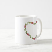 ヴィンテージハート型の花のリースお母さん コーヒーマグカップ (正面右)