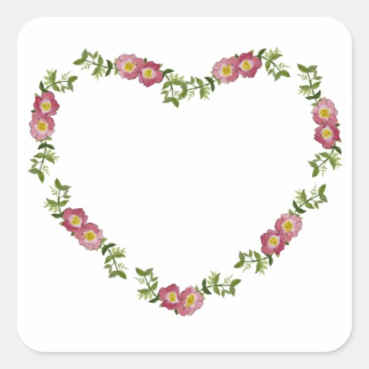 ヴィンテージハート型の花のリースお母さん スクエアシール (正面)
