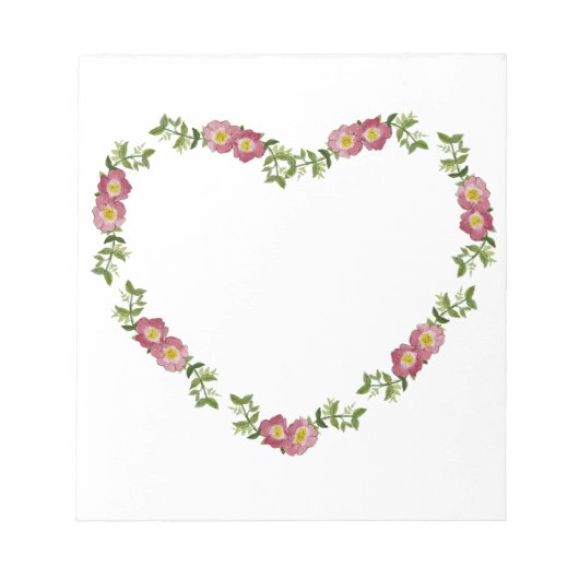 ヴィンテージハート型の花のリースお母さん ノートパッド (正面)