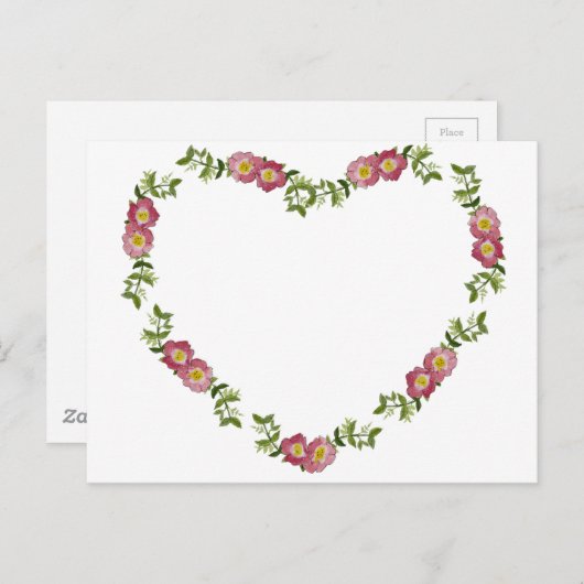 ヴィンテージハート型の花のリースお母さん ポストカード (正面/裏面)