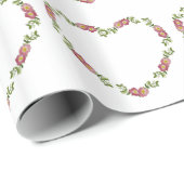 ヴィンテージハート型の花のリースお母さん ラッピングペーパー (ロールコーナー)