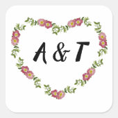 ヴィンテージハート型の花のリース結婚for スクエアシール (正面)