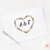ヴィンテージハート型の花のリース結婚for スクエアシール (封筒)