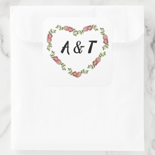 ヴィンテージハート型の花のリース結婚for スクエアシール (バッグ)