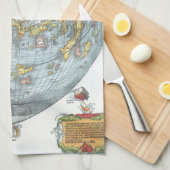 ヴィンテージハート型アンティークワールドマップピーターピア キッチンタオル (四つ折り)