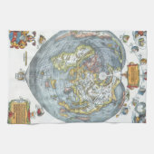 ヴィンテージハート型アンティークワールドマップピーターピア キッチンタオル (横)