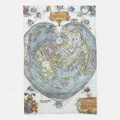 ヴィンテージハート型アンティークワールドマップピーターピア キッチンタオル (縦)