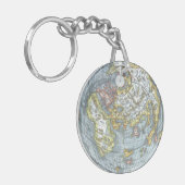 ヴィンテージハート型アンティークワールドマップピーターピア キーホルダー (正面左)