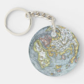 ヴィンテージハート型アンティークワールドマップピーターピア キーホルダー (正面)