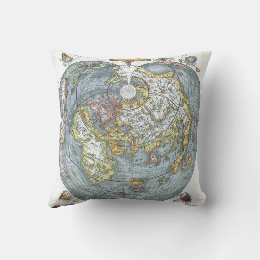 ヴィンテージハート型アンティークワールドマップピーターピア クッション (裏面)