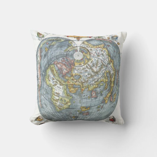 ヴィンテージハート型アンティークワールドマップピーターピア クッション (正面)