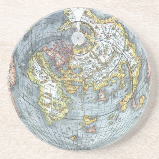 ヴィンテージハート型アンティークワールドマップピーターピア コースター (正面)