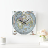 ヴィンテージハート型アンティークワールドマップピーターピア スクエア壁時計 (ホーム)