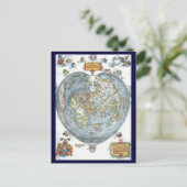ヴィンテージハート型アンティークワールドマップピーターピア ポストカード (スタンド正面)
