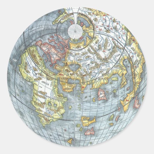 ヴィンテージハート型アンティークワールドマップピーターピア ラウンドシール (正面)