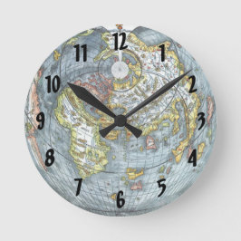 ヴィンテージハート型アンティークワールドマップピーターピア ラウンド壁時計