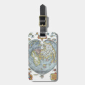 ヴィンテージハート型アンティークワールドマップピーターピア ラゲッジタグ (正面縦)