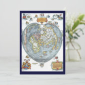 ヴィンテージハート型アンティークワールドマップピーターピア 招待状 (スタンド正面)