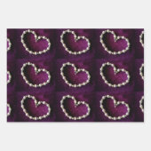 ヴィンテージハート型ビーズネックレスオンパープル ラッピングペーパーシート (正面3)