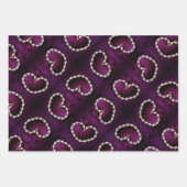 ヴィンテージハート型ビーズネックレスオンパープル ラッピングペーパーシート (正面2)