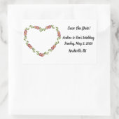 ヴィンテージハート型リース花保存日 長方形シール (バッグ)