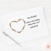 ヴィンテージハート型リース花保存日 長方形シール (封筒)