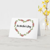 ヴィンテージハート形リースのお母さん用 カード (黄色い花)